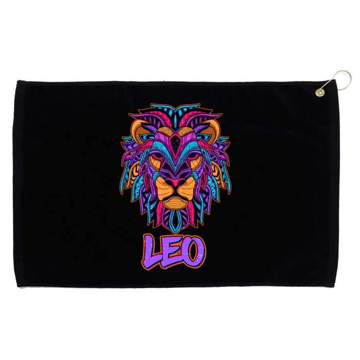 Colorful Abstract Lion Leo Zodiac Grommeted Golf Towel