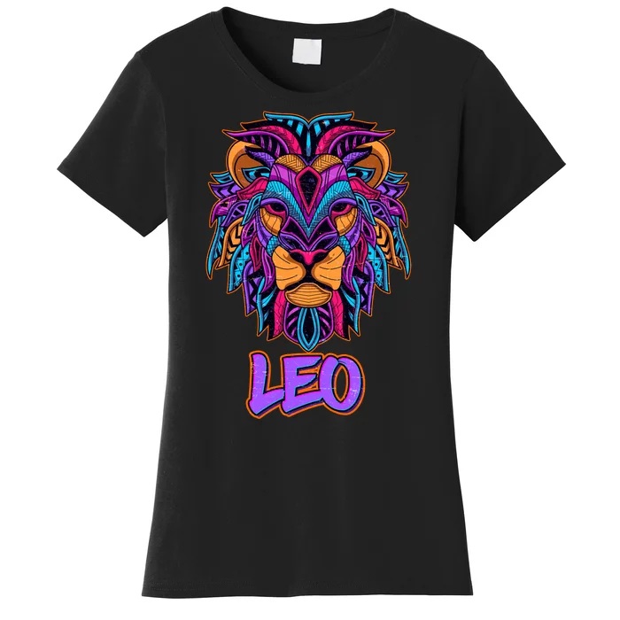 Colorful Abstract Lion Leo Zodiac Women's T-Shirt