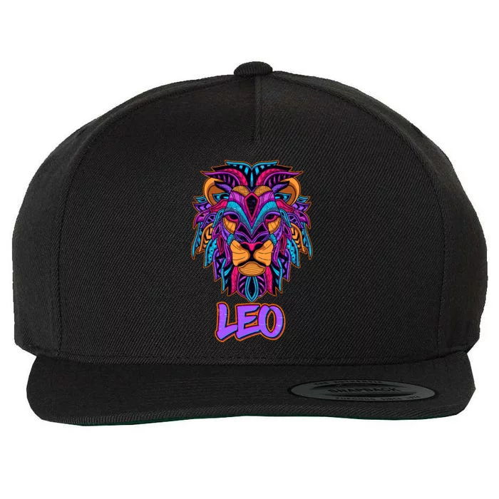 Colorful Abstract Lion Leo Zodiac Wool Snapback Cap