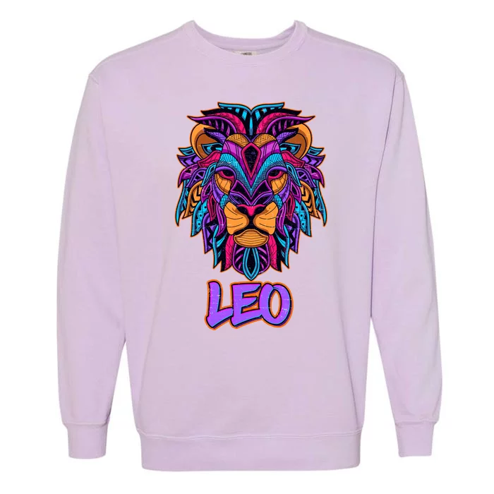 Colorful Abstract Lion Leo Zodiac Garment-Dyed Sweatshirt