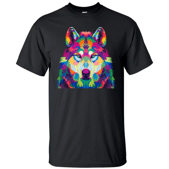 Colorful Abstract Wolf Tall T-Shirt