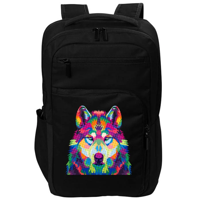 Colorful Abstract Wolf Impact Tech Backpack