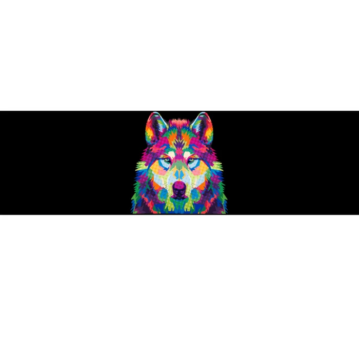 Colorful Abstract Wolf Bumper Sticker