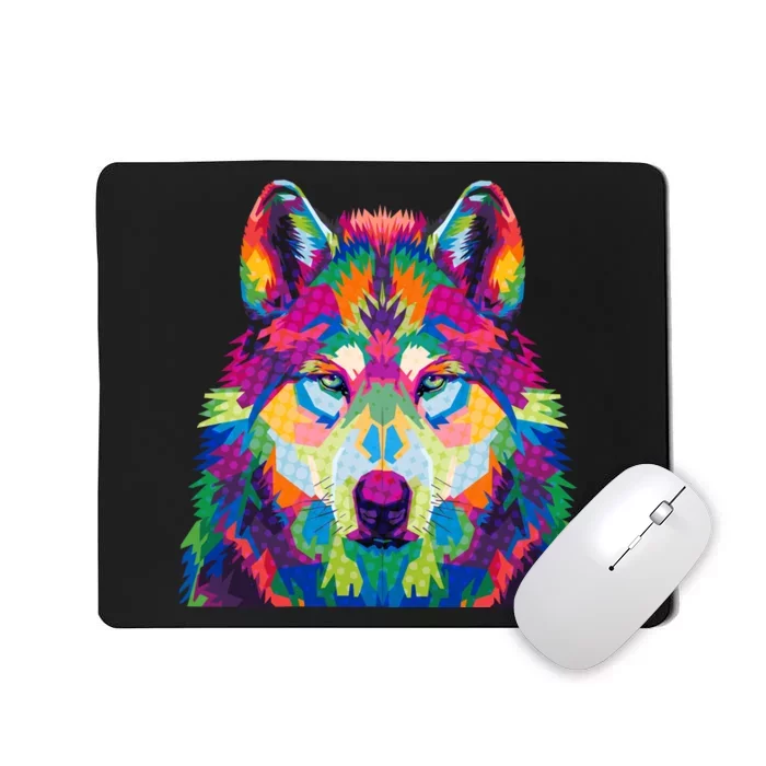 Colorful Abstract Wolf Mousepad