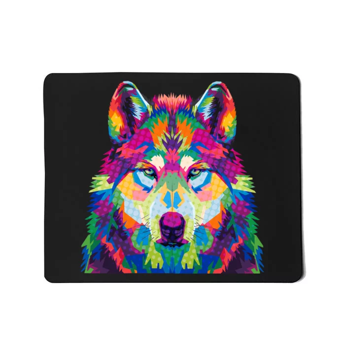 Colorful Abstract Wolf Mousepad