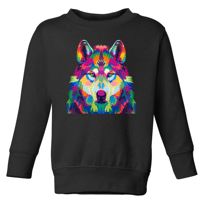 Colorful Abstract Wolf Toddler Sweatshirt