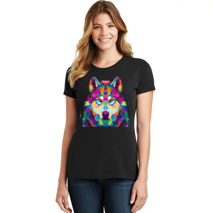 Colorful Abstract Wolf Women's T-Shirt