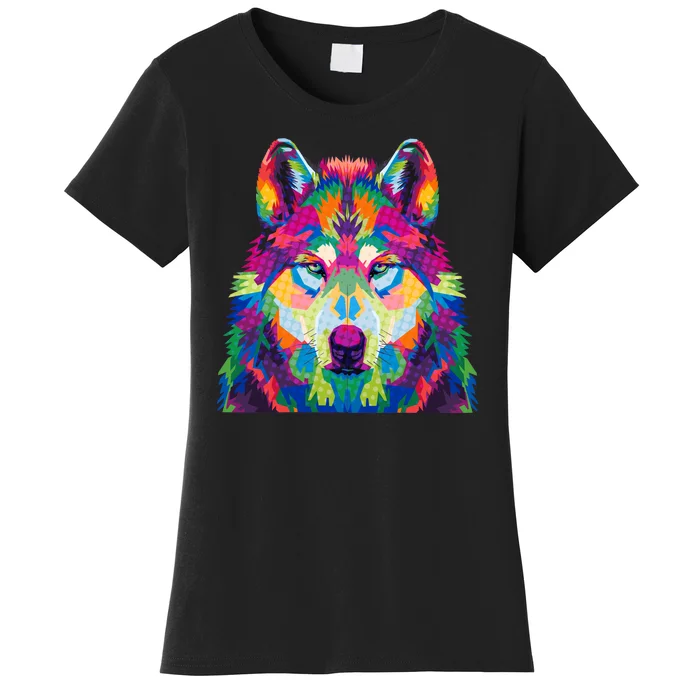 Colorful Abstract Wolf Women's T-Shirt