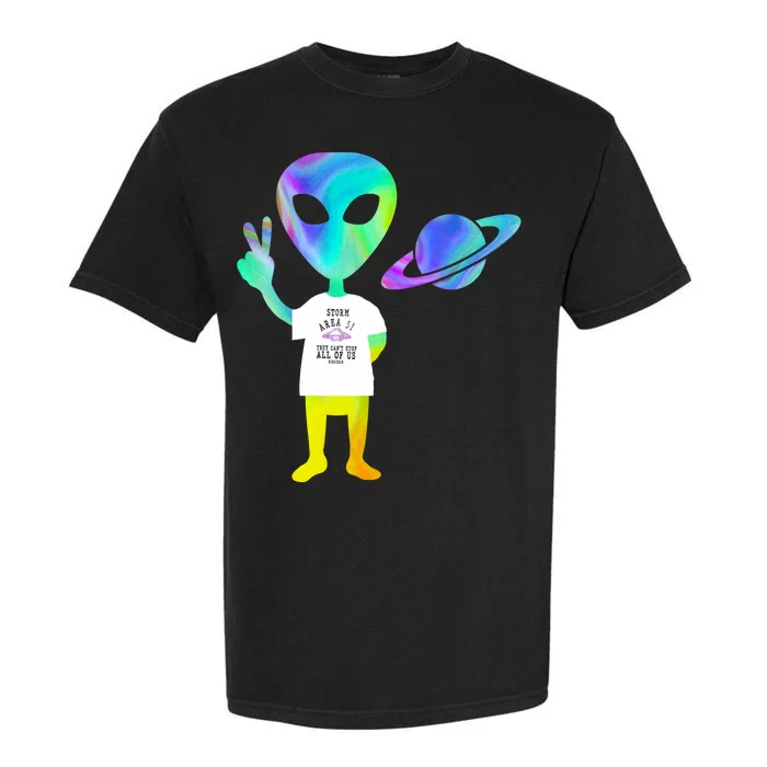 Colorful Alien Storm Area 51 Funny Garment-Dyed Heavyweight T-Shirt