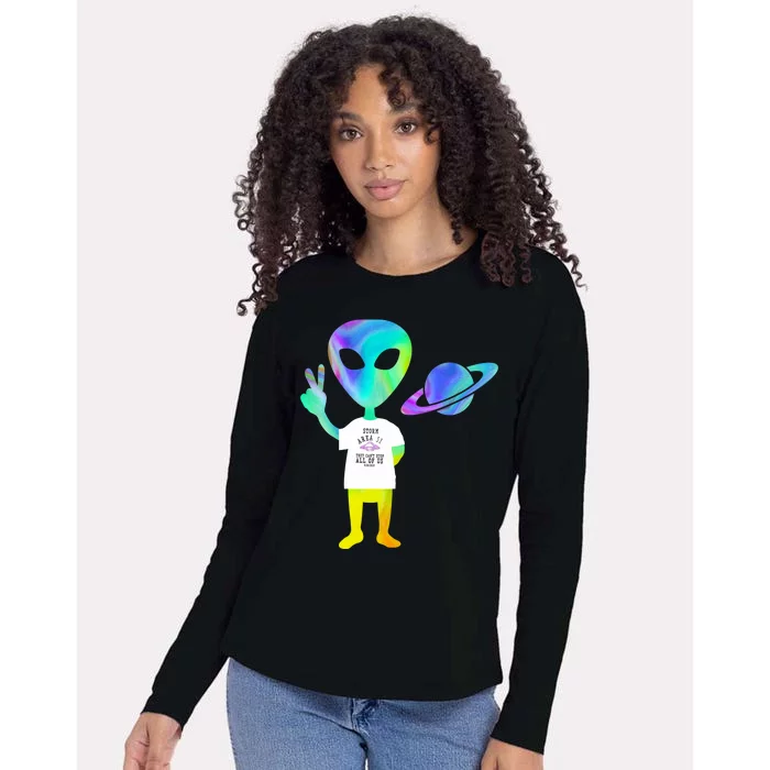 Colorful Alien Storm Area 51 Funny Womens Cotton Relaxed Long Sleeve T-Shirt