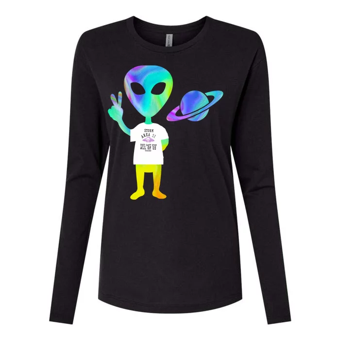 Colorful Alien Storm Area 51 Funny Womens Cotton Relaxed Long Sleeve T-Shirt