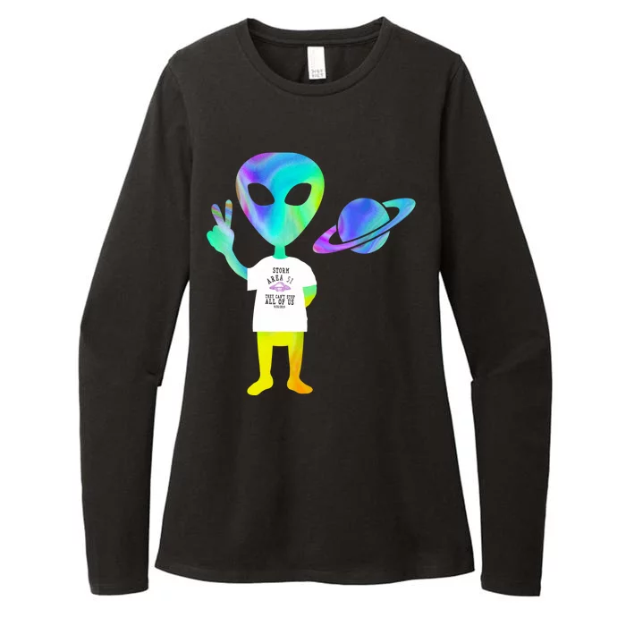 Colorful Alien Storm Area 51 Funny Womens CVC Long Sleeve Shirt