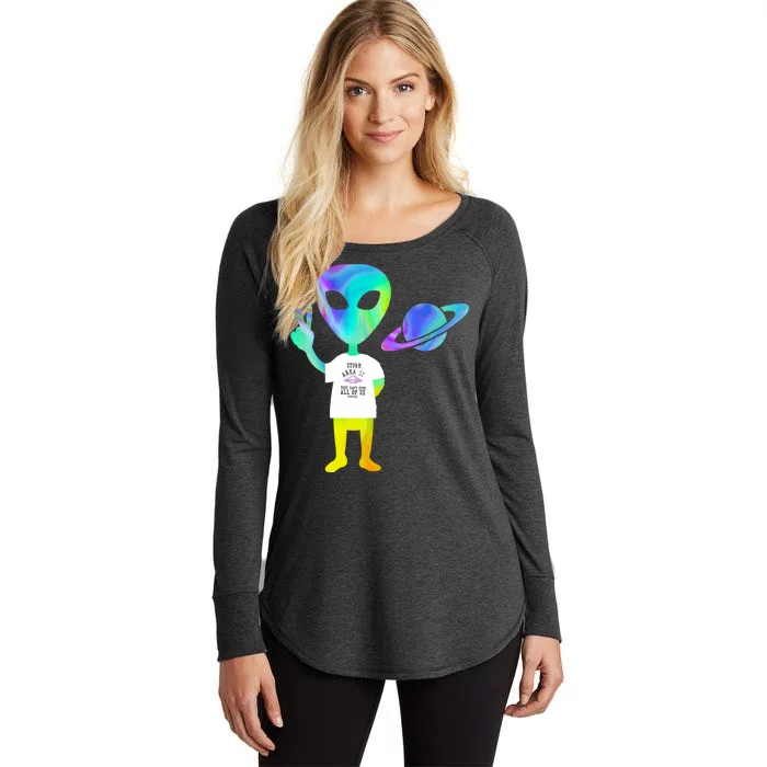 Colorful Alien Storm Area 51 Funny Women's Perfect Tri Tunic Long Sleeve Shirt