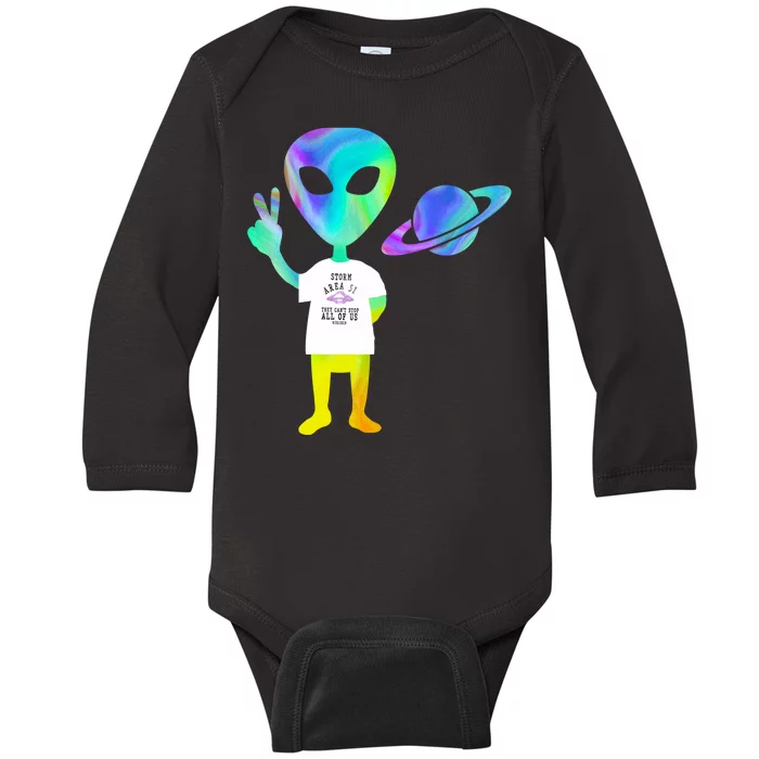 Colorful Alien Storm Area 51 Funny Baby Long Sleeve Bodysuit