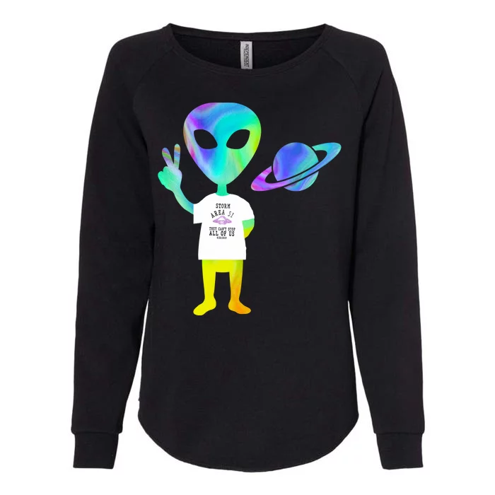 Colorful Alien Storm Area 51 Funny Womens California Wash Sweatshirt