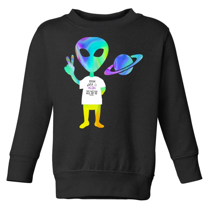 Colorful Alien Storm Area 51 Funny Toddler Sweatshirt