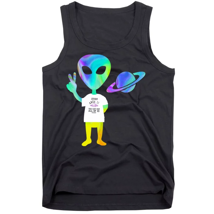 Colorful Alien Storm Area 51 Funny Tank Top