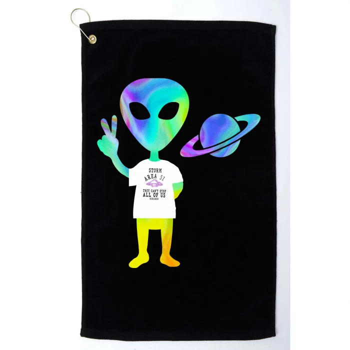 Colorful Alien Storm Area 51 Funny Platinum Collection Golf Towel