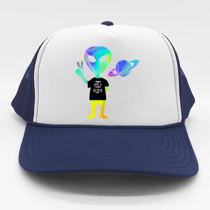 Colorful Alien Storm Area 51 Funny Trucker Hat