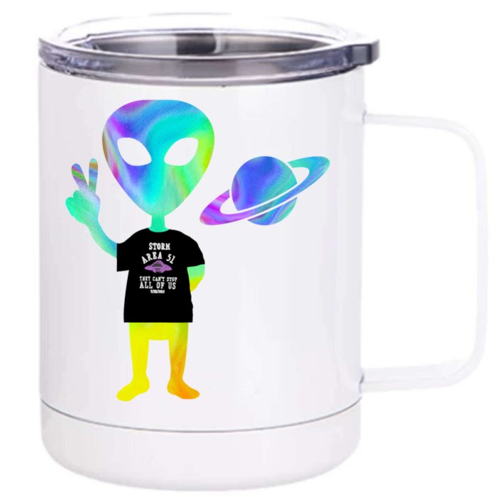 Colorful Alien Storm Area 51 Funny Front & Back 12oz Stainless Steel Tumbler Cup