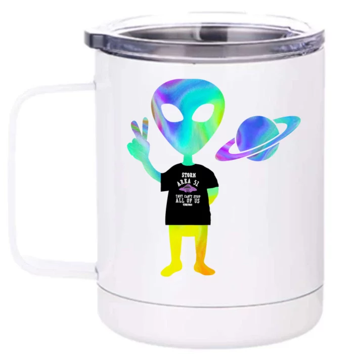 Colorful Alien Storm Area 51 Funny Front & Back 12oz Stainless Steel Tumbler Cup