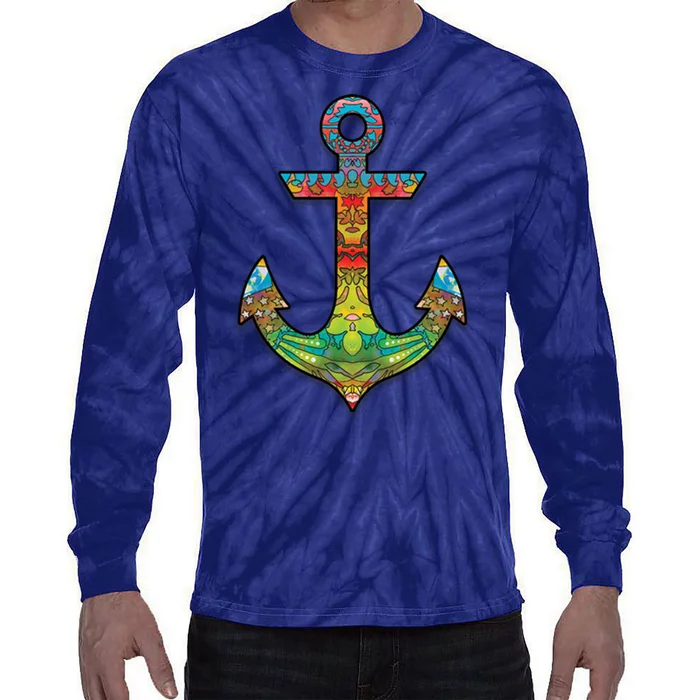 Colorful Anchor Tie-Dye Long Sleeve Shirt