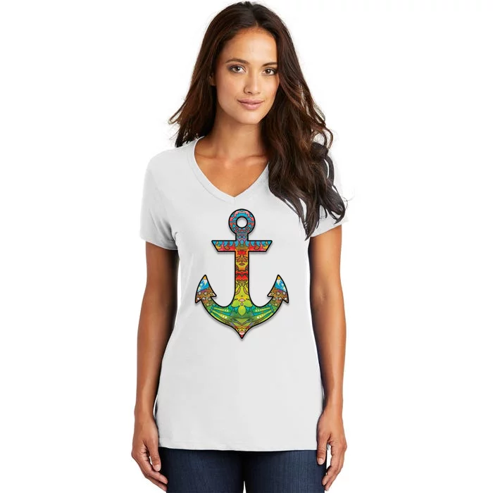 Colorful Anchor Women's V-Neck T-Shirt