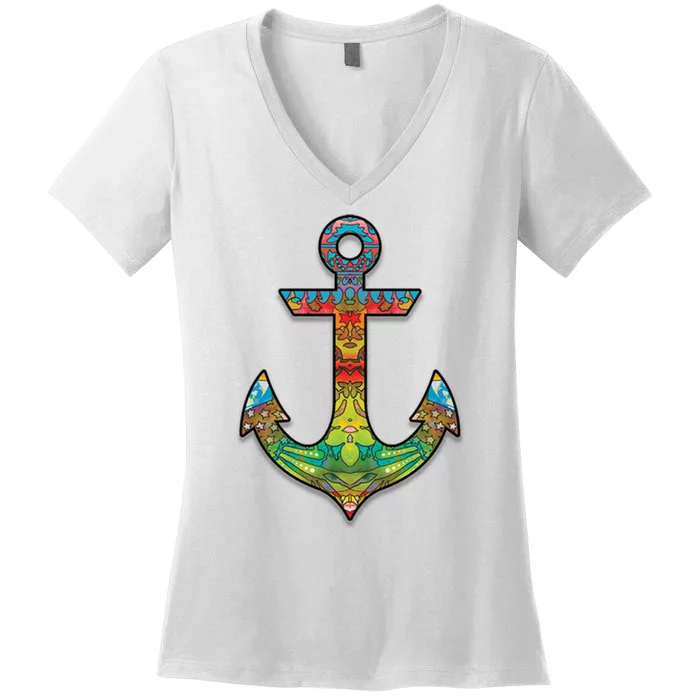 Colorful Anchor Women's V-Neck T-Shirt