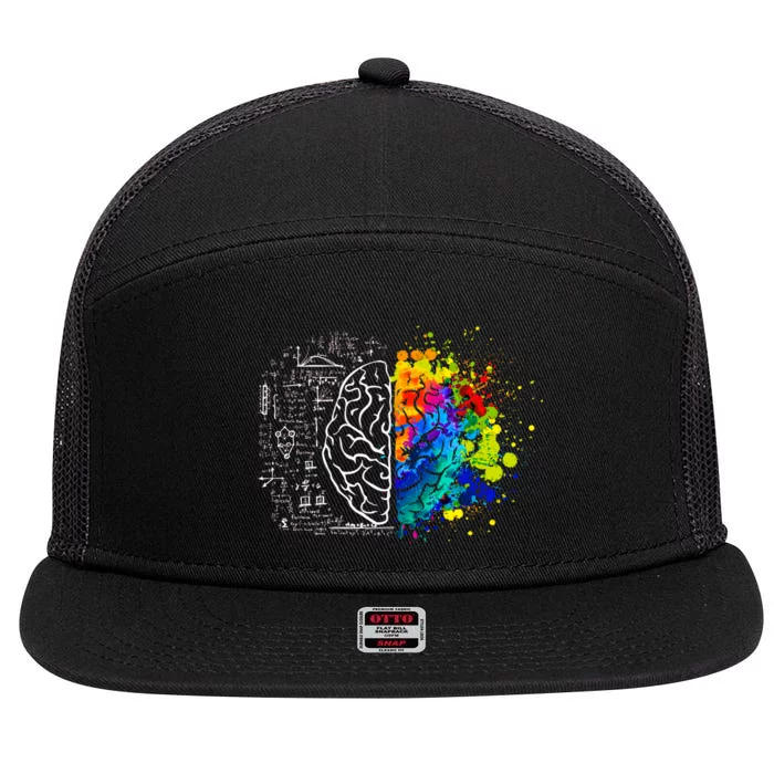 Colorful Art and Science Of The Brain 7 Panel Mesh Trucker Snapback Hat