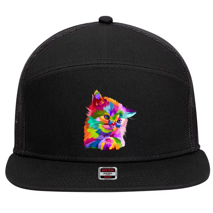 Colorful Atyle Cat Head Pop 7 Panel Mesh Trucker Snapback Hat