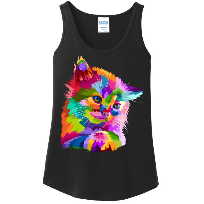 Colorful Atyle Cat Head Pop Ladies Essential Tank