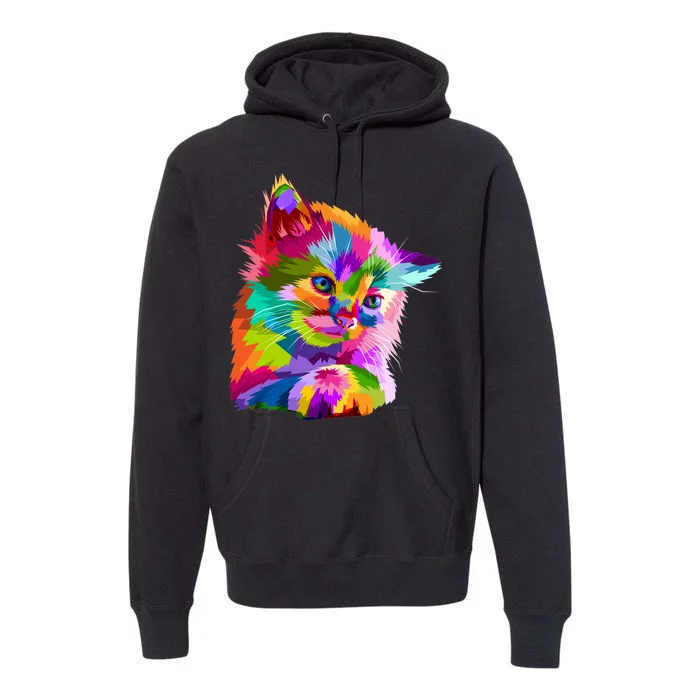 Colorful Atyle Cat Head Pop Premium Hoodie