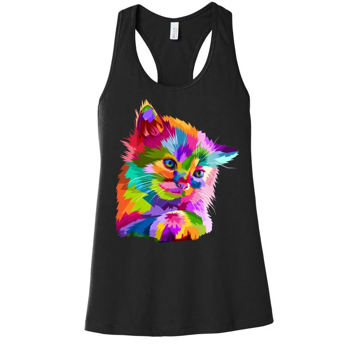 Colorful Atyle Cat Head Pop Women's Racerback Tank