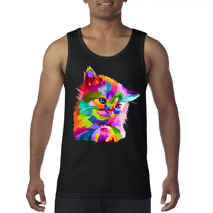 Colorful Atyle Cat Head Pop Tank Top