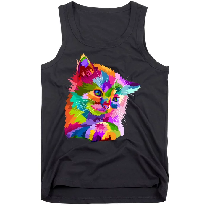 Colorful Atyle Cat Head Pop Tank Top