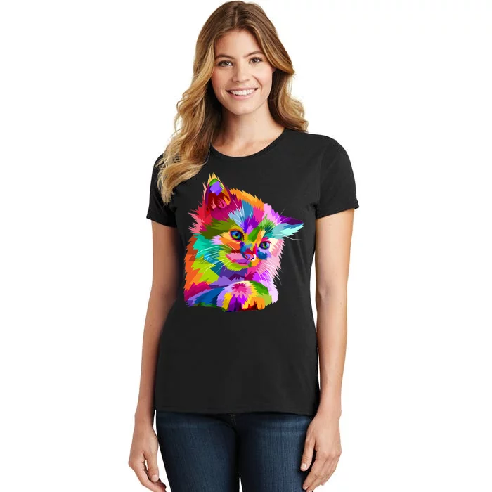 Colorful Atyle Cat Head Pop Women's T-Shirt