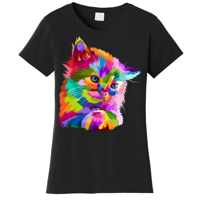 Colorful Atyle Cat Head Pop Women's T-Shirt