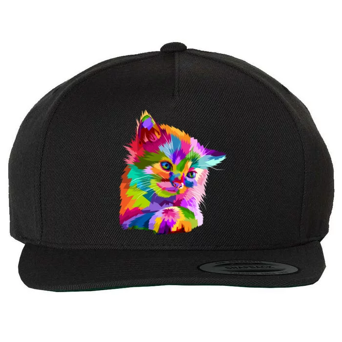 Colorful Atyle Cat Head Pop Wool Snapback Cap