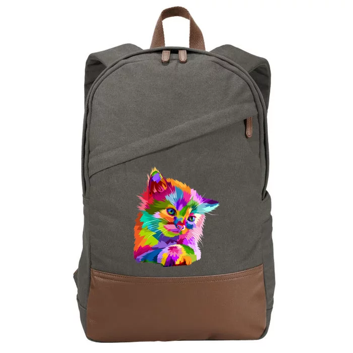 Colorful Atyle Cat Head Pop Cotton Canvas Backpack