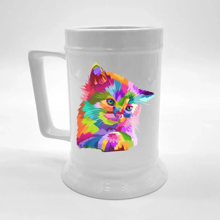 Colorful Atyle Cat Head Pop Front & Back Beer Stein