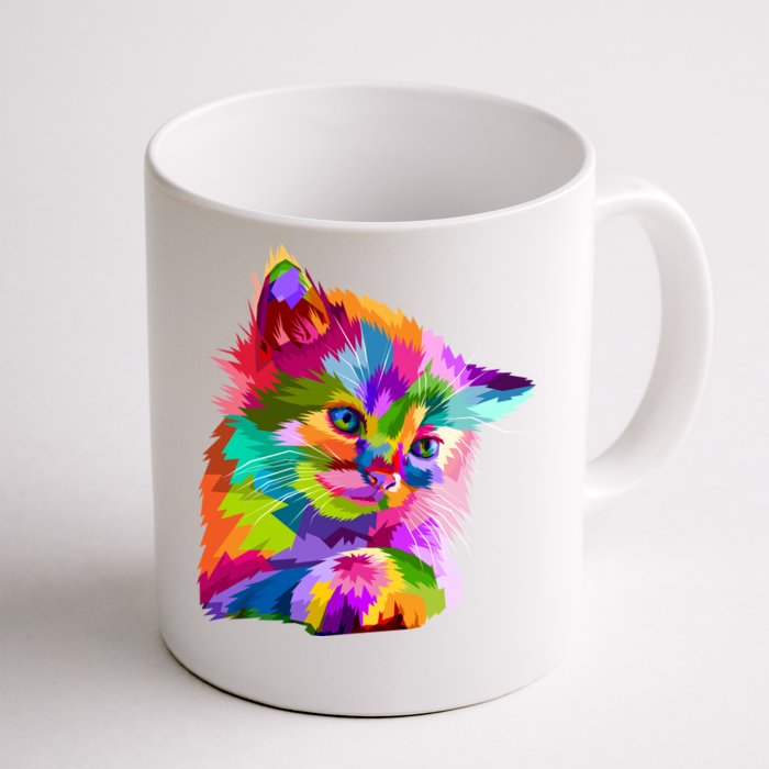 Colorful Atyle Cat Head Pop Front & Back Coffee Mug