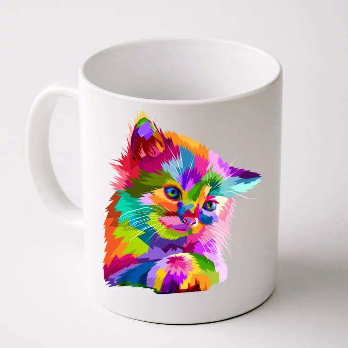 Colorful Atyle Cat Head Pop Front & Back Coffee Mug