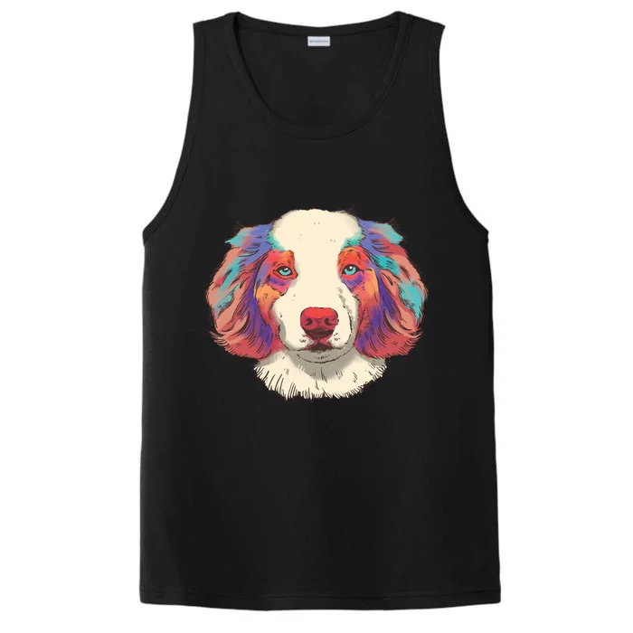 Colorful Australian Shepherd Performance Tank