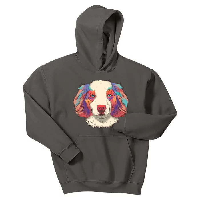 Colorful Australian Shepherd Kids Hoodie