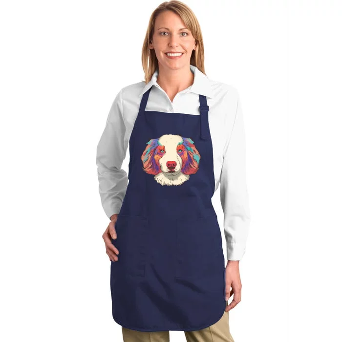 Colorful Australian Shepherd Full-Length Apron With Pocket