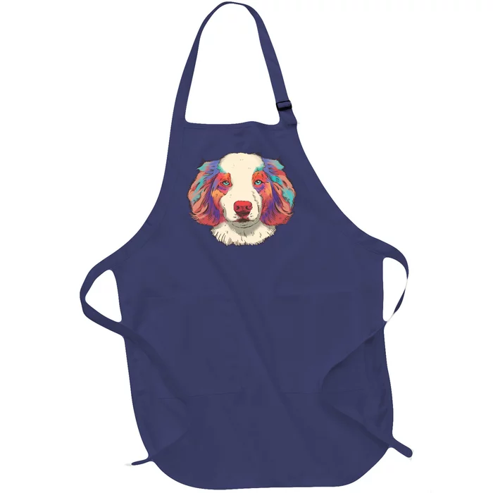 Colorful Australian Shepherd Full-Length Apron With Pocket