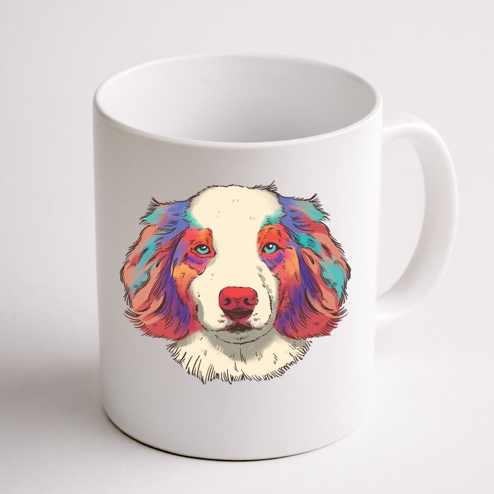 Colorful Australian Shepherd Front & Back Coffee Mug