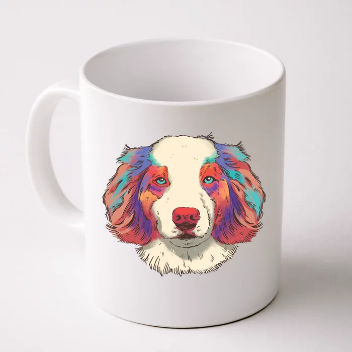 Colorful Australian Shepherd Front & Back Coffee Mug