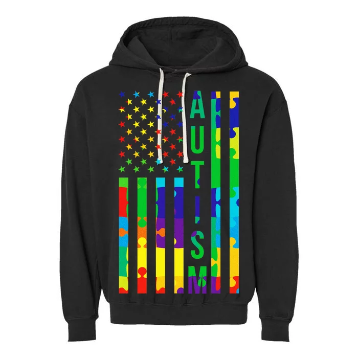 Colorful Autism Puzzle Flag Garment-Dyed Fleece Hoodie