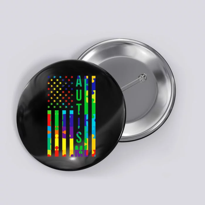 Colorful Autism Puzzle Flag Button